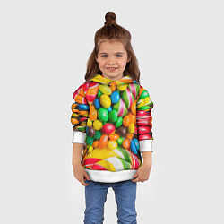 Толстовка-худи детская Сладкие конфетки, цвет: 3D-белый — фото 2
