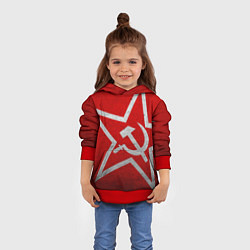Толстовка-худи детская Флаг СССР: Серп и Молот, цвет: 3D-красный — фото 2