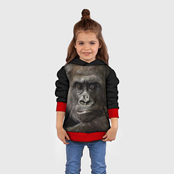 Толстовка-худи детская Глаза гориллы, цвет: 3D-красный — фото 2