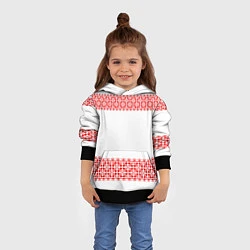 Толстовка-худи детская Славянский орнамент (на белом), цвет: 3D-черный — фото 2