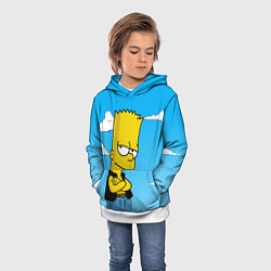 Толстовка-худи детская Задумчивый Барт, цвет: 3D-белый — фото 2
