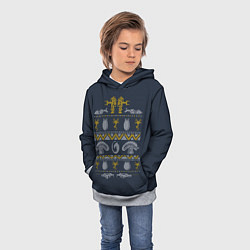 Толстовка-худи детская Новогодний свитер Чужой, цвет: 3D-меланж — фото 2