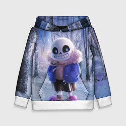 Толстовка-худи детская Winter forest & Sans, цвет: 3D-белый