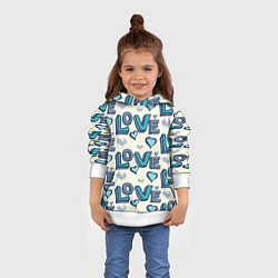 Толстовка-худи детская Love Pattern, цвет: 3D-белый — фото 2