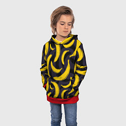 Толстовка-худи детская Бананы, цвет: 3D-красный — фото 2