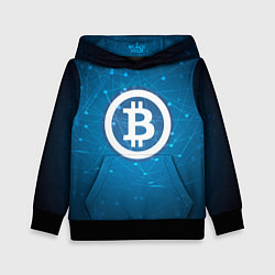Толстовка-худи детская Bitcoin Blue, цвет: 3D-черный
