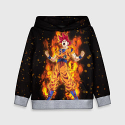 Толстовка-худи детская Fire Goku цвета 3D-меланж — фото 1
