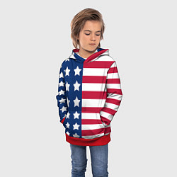 Толстовка-худи детская USA Flag, цвет: 3D-красный — фото 2