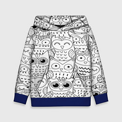 Толстовка-худи детская Совушки: узор, цвет: 3D-синий