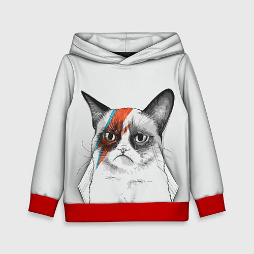 Детская толстовка David Bowie: Grumpy cat / 3D-Красный – фото 1