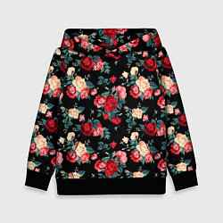 Толстовка-худи детская Кустовые розы, цвет: 3D-черный