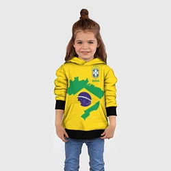 Толстовка-худи детская Сборная Бразилии: желтая, цвет: 3D-черный — фото 2