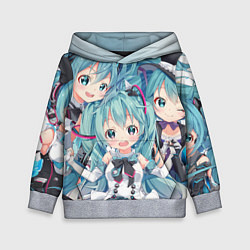 Толстовка-худи детская Hatsune Miku, цвет: 3D-меланж