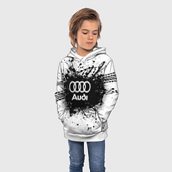 Толстовка-худи детская Audi: Black Spray, цвет: 3D-белый — фото 2
