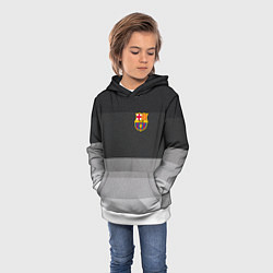 Толстовка-худи детская ФК Барселона: Серый стиль, цвет: 3D-белый — фото 2