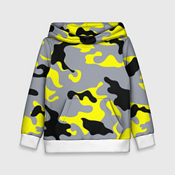 Толстовка-худи детская Yellow & Grey Camouflage, цвет: 3D-белый