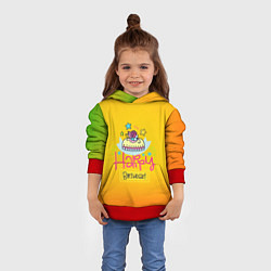 Толстовка-худи детская Happy Birthday, цвет: 3D-красный — фото 2