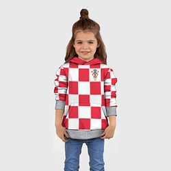 Толстовка-худи детская Сборная Хорватии: Домашняя ЧМ-2018, цвет: 3D-меланж — фото 2