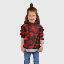 Толстовка-худи детская CS:GO Red Camo, цвет: 3D-меланж — фото 2