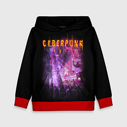 Толстовка-худи детская Cyberpunk 2077: Neon City, цвет: 3D-красный