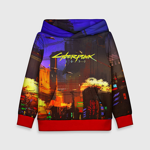 Детская толстовка Cyberpunk 2077: Night City / 3D-Красный – фото 1