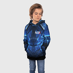 Толстовка-худи детская Mass Effect: Blue Armor N7, цвет: 3D-черный — фото 2