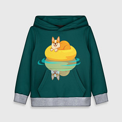 Толстовка-худи детская Корги на пончике, цвет: 3D-меланж