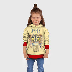Толстовка-худи детская Owls like coffee, цвет: 3D-красный — фото 2