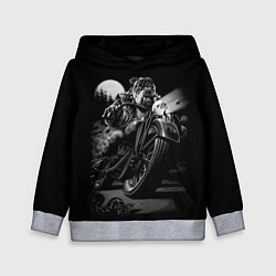 Толстовка-худи детская Бульдог-байкер, цвет: 3D-меланж