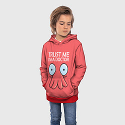 Толстовка-худи детская Trust Me I'm a Doctor, цвет: 3D-красный — фото 2