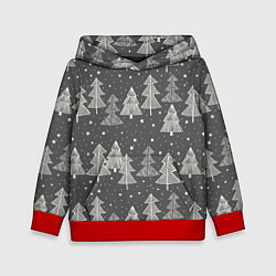 Толстовка-худи детская Grey Christmas Trees, цвет: 3D-красный