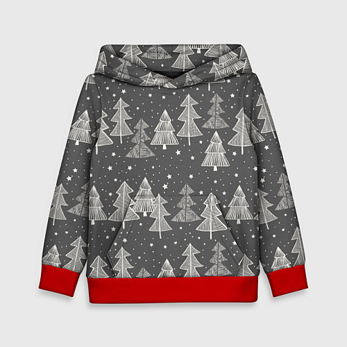 Детская толстовка Grey Christmas Trees / 3D-Красный – фото 1