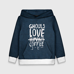 Толстовка-худи детская Ghouls Love Coffee, цвет: 3D-белый