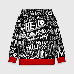 Толстовка-худи детская Hello Pattern, цвет: 3D-красный