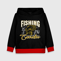 Толстовка-худи детская Fishing is my Cardio, цвет: 3D-красный