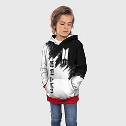 Толстовка-худи детская BTS: White & Black, цвет: 3D-красный — фото 2