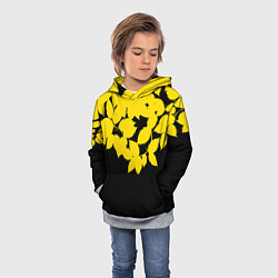 Толстовка-худи детская Желтые Листья - Минимализм, цвет: 3D-меланж — фото 2
