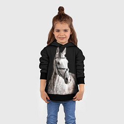 Толстовка-худи детская Серный в яблоках конь, цвет: 3D-черный — фото 2