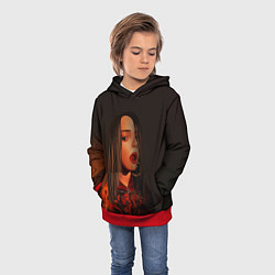 Толстовка-худи детская Billie Eilish: Red Head, цвет: 3D-красный — фото 2