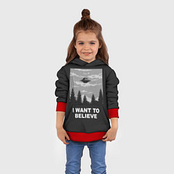 Толстовка-худи детская I want to believe, цвет: 3D-красный — фото 2