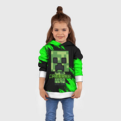 Толстовка-худи детская MINECRAFT CREEPER, цвет: 3D-белый — фото 2