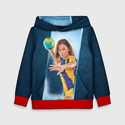 Толстовка-худи детская Гандболистка, цвет: 3D-красный