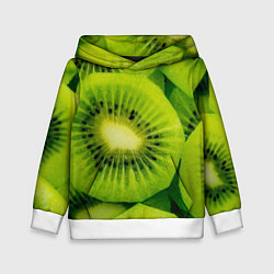 Толстовка-худи детская Зеленый киви, цвет: 3D-белый