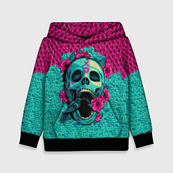 Толстовка-худи детская Неоновый череп, цвет: 3D-черный
