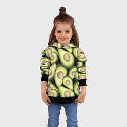 Толстовка-худи детская Avocado background, цвет: 3D-черный — фото 2