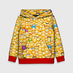 Толстовка-худи детская Смайлики Emoji, цвет: 3D-красный