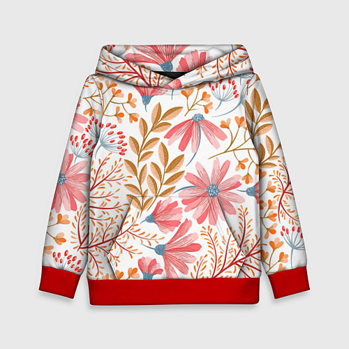 Детская толстовка Цветы / 3D-Красный – фото 1