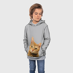 Толстовка-худи детская Рыжий котик, цвет: 3D-меланж — фото 2