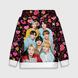 Толстовка-худи детская I Love BTS, цвет: 3D-белый