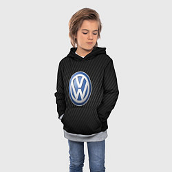 Толстовка-худи детская Volkswagen Logo, цвет: 3D-меланж — фото 2